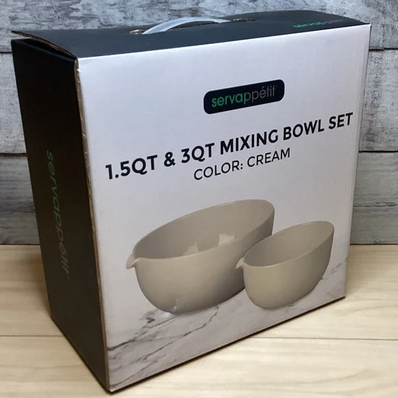 Servappetit Cream Mixing Bowls Set of 2: 1.5Qt & 3Qt NIB - Picture 6 of 7